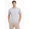 Erkek Bisiklet Yaka Tişört Regular Kalıp Basic Pamuklu Günlük Kullanım T-shirt - Gri