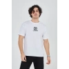 Erkek Baskılı T-Shirt Kısa Kol Bisiklet Yaka Regular Fit Rahat Kalıp Günlük Tişört - Beyaz