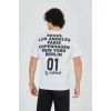 Erkek Baskılı T-Shirt Kısa Kol Bisiklet Yaka Regular Fit Rahat Kalıp Günlük Tişört - Beyaz