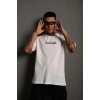 Erkek Bisiklet Yakalı Sırt Baskılı Oversize T-Shirt - Beyaz