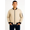 Erkek Bomber Mont Ceket – Fermuarlı, Kapitone İçi Astarlı, Su İtici Kumaş, Regular Fit, Uzun Kollu, Yandan Cepli, Bahar & Kış Rahat Günlük Stil - Bej