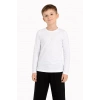 Erkek Çocuk Basic Uzun Kollu Tişört Okul Günlük Rahat T-Shirt - Beyaz
