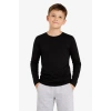 Erkek Çocuk Basic Uzun Kollu Tişört Okul Günlük Rahat T-Shirt - Siyah