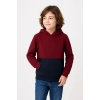 Erkek Çocuk Kapüşonlu Kanguru Cepli Parçalı SweatShirt - Renkli