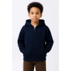 Erkek Çocuk Kapüşonlu Kanguru Çepli Tam Fermuarlı Hırka SweatShirt - Lacivert