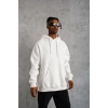 Erkek Düz Kapüşonlu Sweat - Beyaz