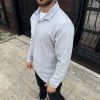 Erkek Fitilli Polar Sweatshirt – Düğmesiz Polo Yaka, Oversize Rahat Kalıp, Kalın Polar Kumaş, Kışlık ve Baharlık Şık Günlük Üst - Gri
