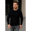 Erkek Fitilli Triko Bisiklet Yaka Kalın Kazak 3lü Set Beyaz-Bordo-Siyah