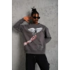 Erkek Güvercin Baskılı Sweatshirt - Gri