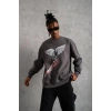 Erkek Güvercin Baskılı Sweatshirt - Gri