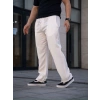 Erkek Keten Cepli Çıma Dikişli jogger Buggy Pantalon Rahat kalıp - Beyaz