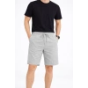Erkek Keten Kumaş Cepli Rahat Kesim Bel Lastikli Şort - Gri