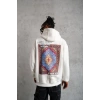 Erkek Kilim Desen Kapüşonlu Sweat- Beyaz