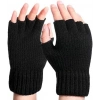 Erkek Kısa Parmaksız Triko Eldiven - Siyah