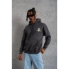 Erkek Kordonlu Maske Baskılı Kapşonlu Sweat - Gri