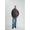 Erkek Nakış İşlemeli Kapşonlu Antrasit Sweatshirt Üç İplik Double Oversize- Füme