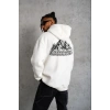 Erkek Nihilist Penguen Temalı Oversize Kapüşonlu Sweatshirt - Beyaz