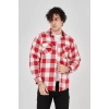 Erkek Oduncu Gömlek – Uzun Kollu, Şardonlu Kumaş, Kareli Desen, Regular Fit, Manşetli, Çift Cepli, Rahat Günlük Bahar & Kış Stil - Pembe