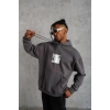 Erkek Ön Arka Baskılı Kapşonlu Sweat - Gri