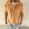 Erkek Pelüş Polar Hırka Gömlek – Yakalı, İlik Düğmeli, Göğüs Cepli, Yumuşak Dokulu Kışlık Regular Fit Rahat Günlük Model - Açık Kahve