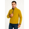 Erkek Polar Kazak – Dik Yaka, Yarım Fermuarlı, Fermuarlı Göğüs Cepli, Siyah Biyeli, Kışlık Rahat Regular Fit Günlük Model - Sarı