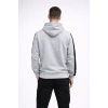 Erkek Şeritli Kapüşonlu Sweatshirt Oversize 3 iplik Pamuklu - Beyaz