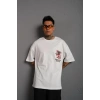 Erkek Sırt Baskılı A Kalite Oversize T-shirt - Beyaz