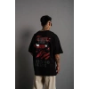 Erkek Sırt Baskılı A Kalite Oversize T-shirt - Siyah