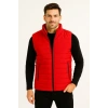 Erkek Şişme Fermuarlı Yelek Su itici Kapitone Astarlı Kumaş Cepli Hafif Kışlık Spor Rahat Kalıp - Kırmızı
