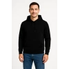 Erkek Üç İplik Kapüşonlu Kanguru Cepli SweatShirt hoodie - Siyah