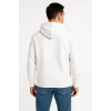 Erkek Üç İplik Kapüşonlu Tam Fermuarlı Kanguru Cepli SweatShirt Hoodie - Beyaz