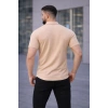Erkek Waffle Kumaş Kısa Kollu Düğmeli Açık Yaka Regular Fit Gömlek - Bej