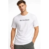 Erkek Wafıl Kumaş Tişört Regular Kalıp Bisiklet Yaka Baskılı Günlük Basic T-Shirt - Beyaz