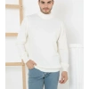 Erkek Yarım Boğaz Triko Kazak yumuşak dokulu Pamuklu ince Dokuma, uzun kollu Rahat Regular kalıp - Beyaz