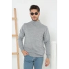 Erkek Yarım Boğaz Triko Kazak yumuşak dokulu Pamuklu ince Dokuma, uzun kollu Rahat Regular kalıp - Gri