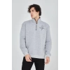 Erkek Yarım Fermuarlı Baskılı Sweat - Gri