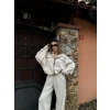 Fermuarlı Eşofman Pantolon İkili Takım - Beyaz