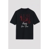 Happy New Year Baskılı T-shirt - Siyah