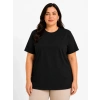 Kadın Battal Big Size Basic Tişört Bisiklet Yaka Rahat Kalıp T-Shirt - Siyah