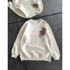 Kadın Bisiklet Yaka Baskılı SweatShirt - Beyaz