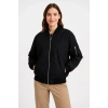 Kadın Bomber Mont Ceket – Fermuarlı, Kapitone İçi Astarlı, Su İtici Kumaş, Regular Fit, Yandan Cepli, Günlük Bahar & Kış Şık Rahat Stil - Siyah