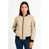 Kadın Bomber Mont Ceket – Fermuarlı, Kapitone İçi Astarlı, Su İtici Kumaş, Regular Fit, Yandan Cepli, Günlük Bahar & Kış Şık Rahat Stil - bej