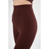 Kadın Fitilli Full Likralı Yüksek Bel Toparlayıcı Tayt Günlük ve Spor Kullanım - Bordo