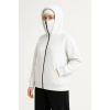 Kadın Samuray Ninja Çift Kapüşonlu Maske Detaylı Fermuarlı Kanguru Cepli Hoodie - Beyaz