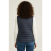 Kadın Şişme Fermuarlı Yelek Su itici Kapitone Astarlı Kumaş Cepli Hafif Kışlık Spor Rahat Kalıp - Lacivert