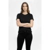 Kadın T-Shirt Bisiklet Yaka Slim Fit Likralı Tişört Günlük Basic Body - Siyah