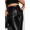 Kadın Tam Kalıp Süni Derİ Pantolon - Siyah