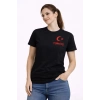 Kadın TÜRKİYE Ay Yıldız Baskılı Taraftar Forma T-Shirt - Siyah
