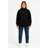 Kadın Üç İplik Dık Yaka Yarım Fermuarlı SweatShirt - Siyah