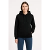 Kadın Üç İplik Kapüşonlu Kanguru Cepli Sweatshirt hoodie - Siyah